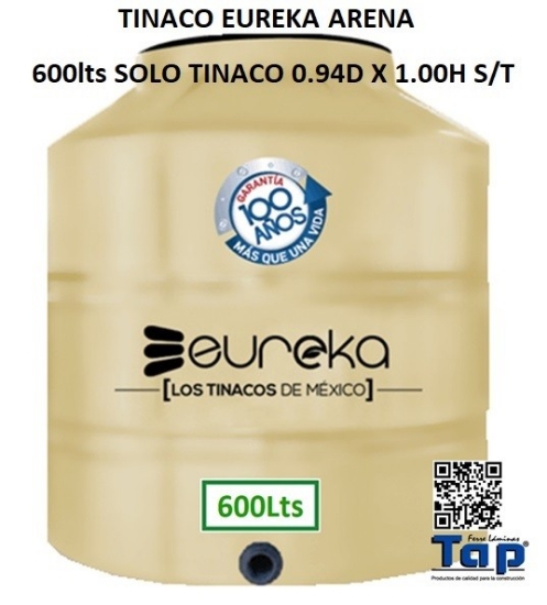 Imagen de TINACO EUREKA ARENA  600lts SOLO TINACO 0.94D X 1.00H S/T