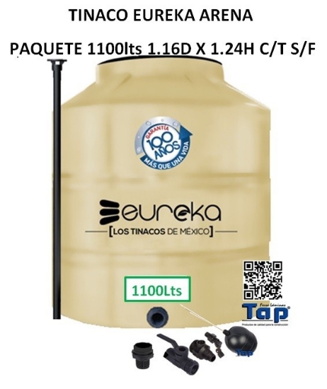 Imagen de TINACO EUREKA ARENA  PAQUETE 1100lts 1.16D X 1.24H C/T S/F