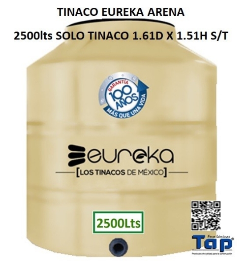 Imagen de TINACO EUREKA ARENA 2500lts SOLO TINACO 1.61D X 1.51H S/T