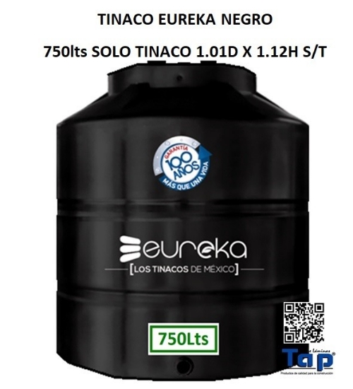 Imagen de TINACO EUREKA NEGRO  750lts SOLO TINACO 1.01D X 1.12H S/T