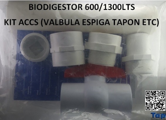 Imagen de BIODIGESTOR 600/1300LTS KIT ACCS (VALBULA ESPIGA TAPON ETC)