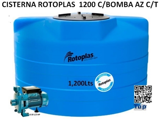 Imagen de CISTERNA ROTOPLAS  1200 C/BOMBA AZ C/T