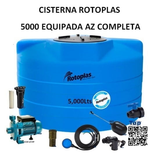 Imagen de CISTERNA ROTOPLAS  5000 EQUIPADA AZ COMPLETA