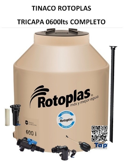 Imagen de TINACO ROTOPLAS TRICAPA 0600lts COMPLETO