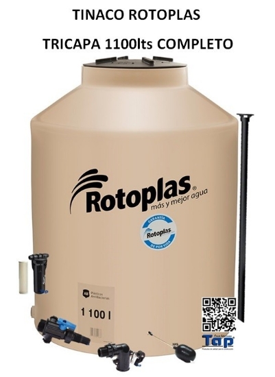 Imagen de TINACO ROTOPLAS TRICAPA VER 1100lts COMPLETO