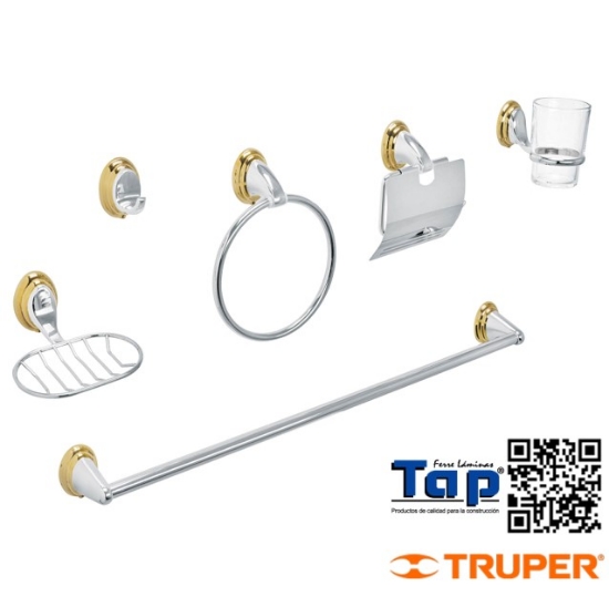 Imagen de ACC BAÑO CROMO-ORO CHAPETON OVALADO FOSET JGO 6 PZA