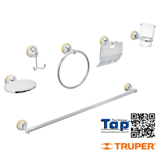 Imagen de ACC BAÑO CROMO-ORO CHAPETON REDONDO  CH FOSET JGO 6 PZA