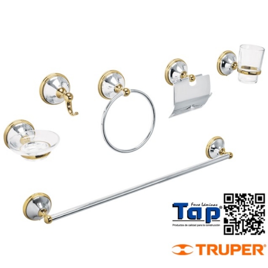 Imagen de ACC BAÑO CROMO-ORO CHAPETON REDONDO GDE FOSET JGO 6 PZA