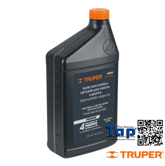 Imagen de ACEITE SEMI-SINTETICO MOTOR 4 TIEMPOS 946ML (32OZ) TRUPER