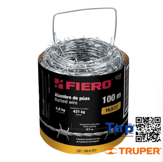 Imagen de ALAMBRE DE PUAS 100 M CAL 15.5 FIERO ROLLO