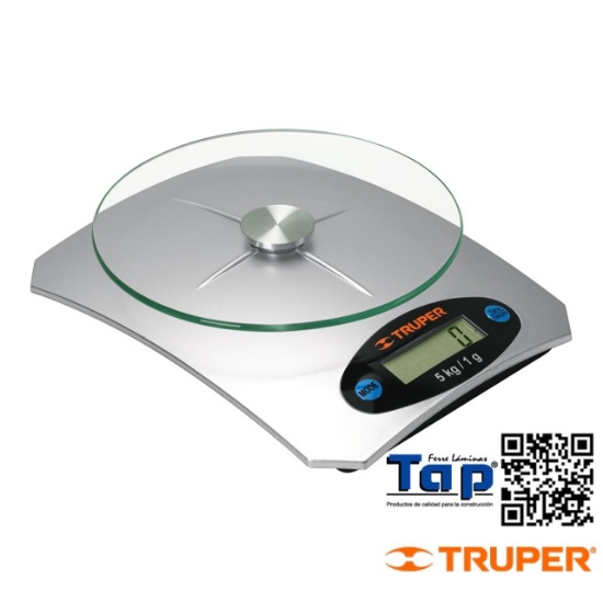 Imagen de BASCULA DIGITAL CAPACIDAD   5 KG P COCINA C PLATO DE VIDRIO