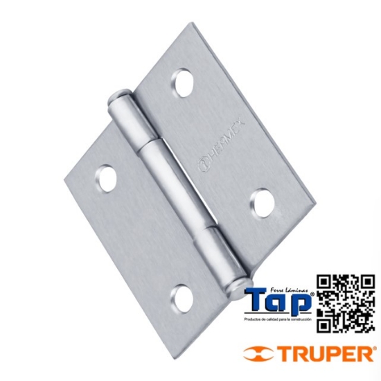 Imagen de BISAGRA CUA 050 2" ACERO CROMO MATE PLANA HERMEX