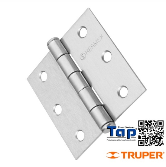 Imagen de BISAGRA CUA 062 2-1/2" ACERO CROMO MATE PLANA HERMEX