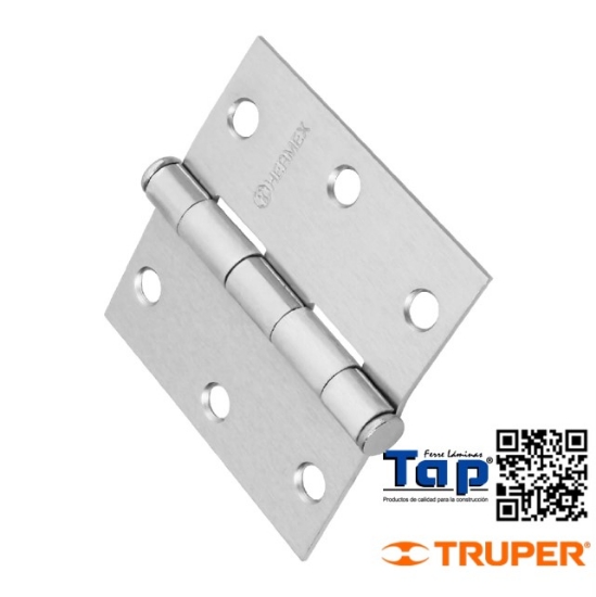 Imagen de BISAGRA CUA 075 3" ACERO CROMO MATE PLANA HERMEX