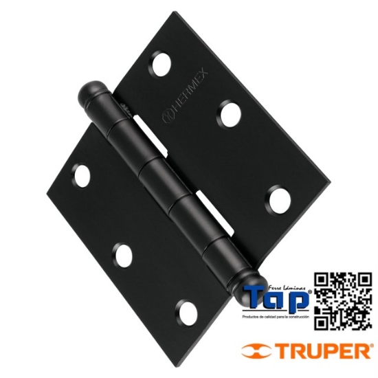 Imagen de BISAGRA CUA 075 3" NEGRO REDONDA HERMEX