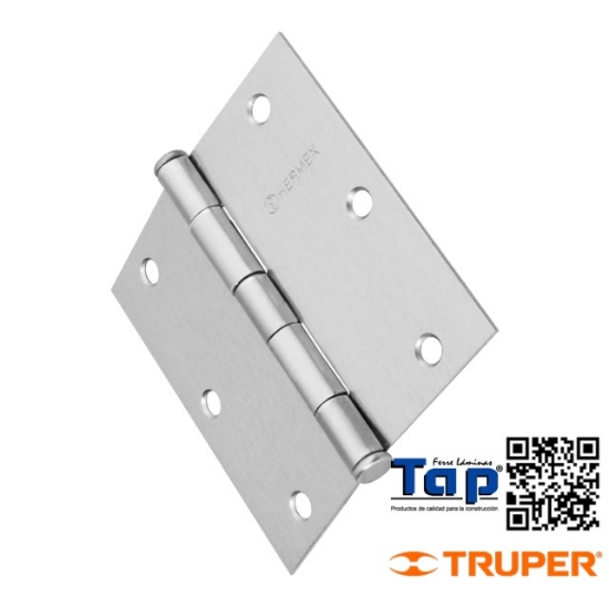 Imagen de BISAGRA CUA 087 3-1/2"  ACERO CROMO MATE PLANA HRMX BAS