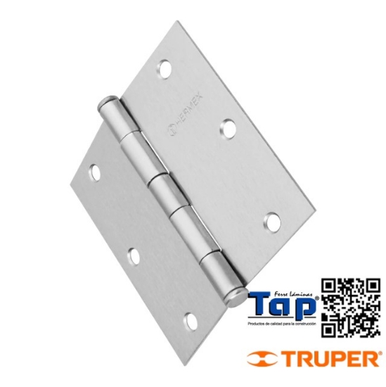 Imagen de BISAGRA CUA 087 3-1/2"  ACERO CROMO MATE REDONDA HERMEX