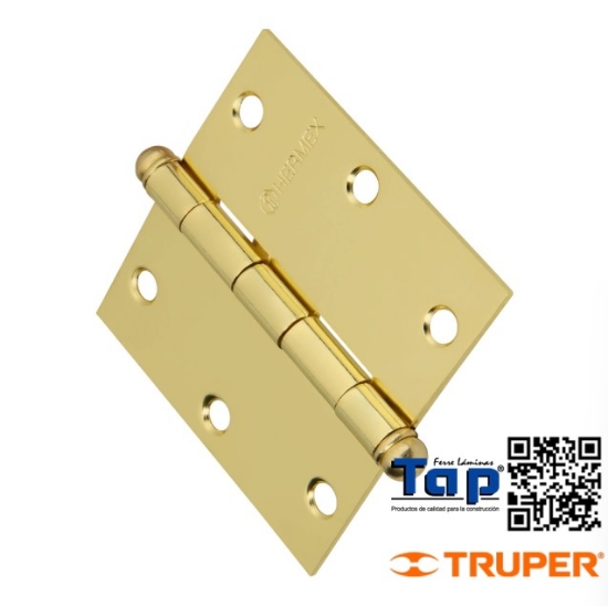 Imagen de BISAGRA CUA 087 3-1/2"  ACERO LATONADO REDONDA HERMEX