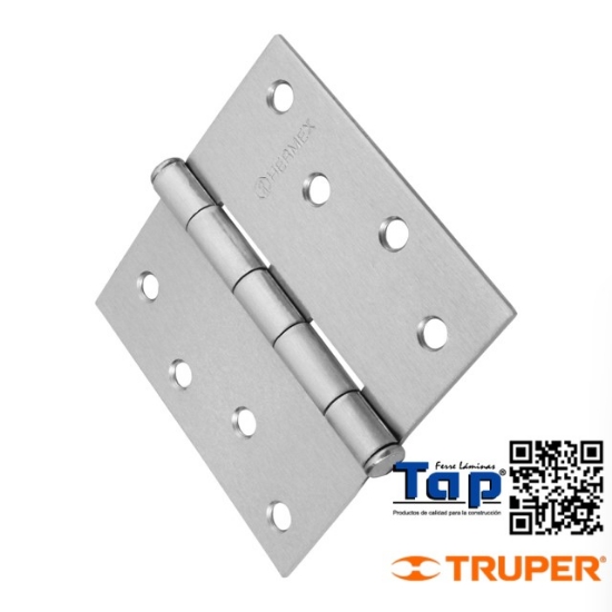 Imagen de BISAGRA CUA 100 4" ACERO CROMO MATE PLANA HERMEX