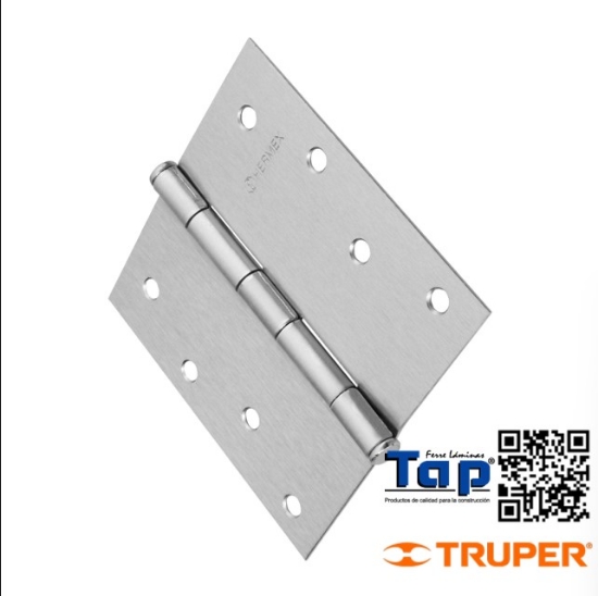 Imagen de BISAGRA CUA 100 4" ACERO CROMO MATE PLANA HERMEX BASIC