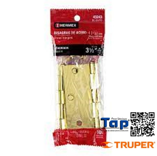 Imagen de BISAGRAS CUADRADAS 087 3-1/2"  ACERO LATONADO PLANA BOLS C 2