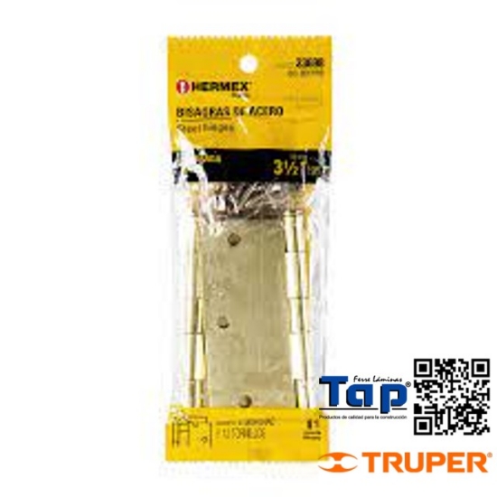 Imagen de BISAGRAS CUADRADAS 087 3-1/2" ACERO LATONADO HERMEX BOLS C 2