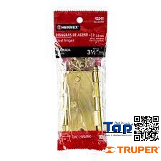 Imagen de BISAGRAS CUADRADAS 087 3-1/2" ACERO LATONADO REDON BOL 2