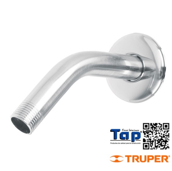 Imagen de BRAZO ACERO CROMADO Y CHAPETON ACERO INOX P REGADERA