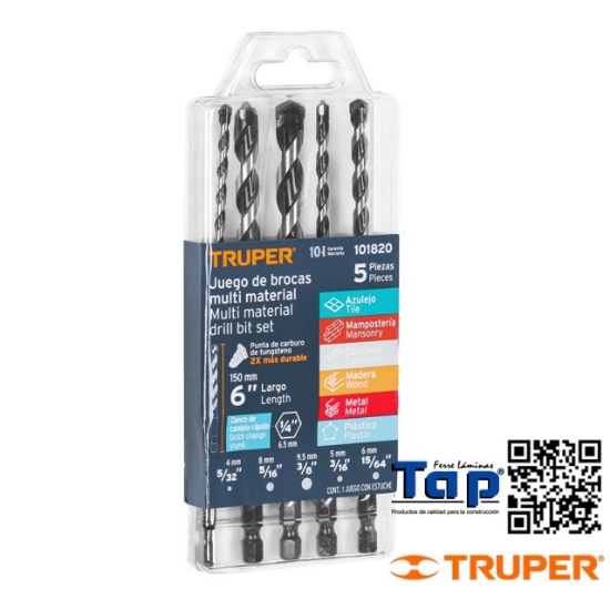 Imagen de BROCAS MULTIMATERIAL TRUPER JGO 5