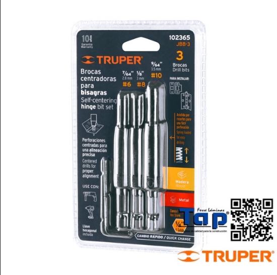 Imagen de BROCAS P BISAGRA TRUPER JGO 3