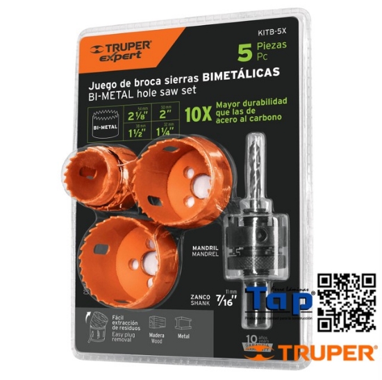 Imagen de BROCA DE SIERRAS BIMETALICAS Y 1 MANDRIL EXPERT JGO 4