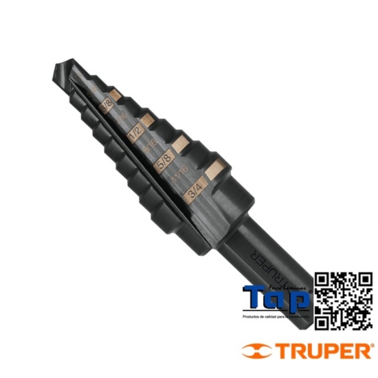 Imagen de BROCA ESC OXIDO NEGRO  9 ESCALONES 006 1/4" A 019 3/4"