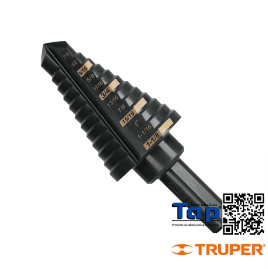 Imagen de BROCA ESC OXIDO NEGRO 12 ESCALONES 011 7/16" A 028 1-1/8"