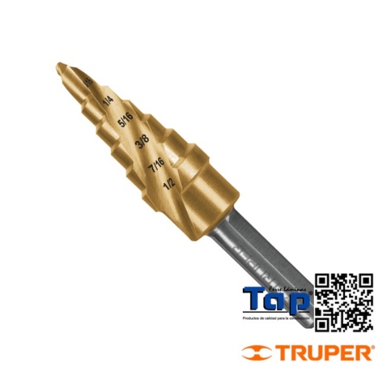 Imagen de BROCA ESC TITANIO  6 ESCALONES 004 3/16" A 013 1/2" EXPERT