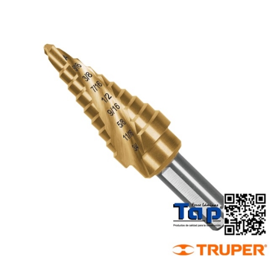 Imagen de BROCA ESC TITANIO  9 ESCALONES 006 1/4" A 019 3/4" EXPERT