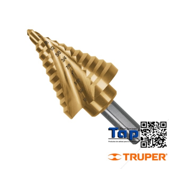 Imagen de BROCA ESC TITANIO 10 ESCALONES 006 1/4" A 034 1-3/8" EXPERT