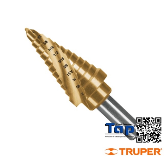 Imagen de BROCA ESC TITANIO 11 ESCALONES 006 1/4" A 022 7/8" EXPERT