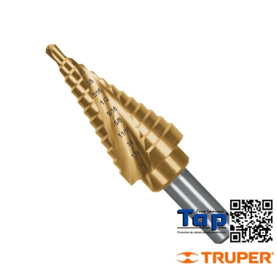 Imagen de BROCA ESC TITANIO 12 ESCALONES 004 3/16" A 022 7/8" EXPERT