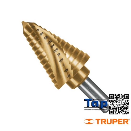 Imagen de BROCA ESC TITANIO 12 ESCALONES 011 7/16" A 028 1-1/8" EXPERT