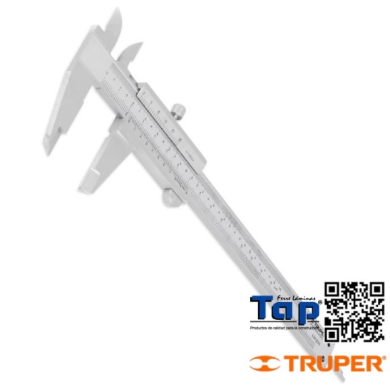 Imagen de CALIBRADOR VERNIER ANALOG. 150 6" ACERO INOX STD Y MM TRUPER