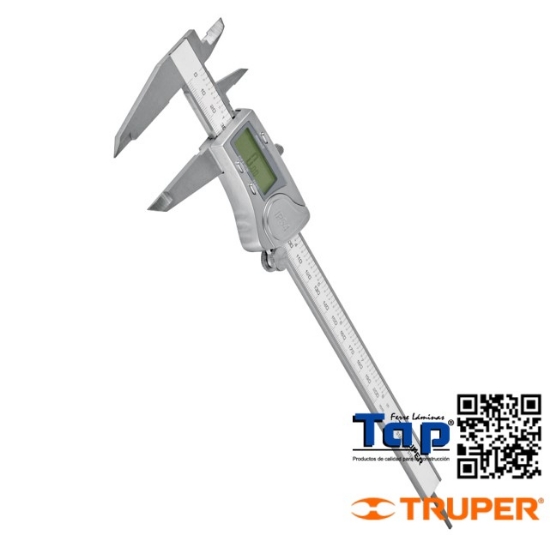 Imagen de CALIBRADOR VERNIER DIGITAL 150 6" ACERO INOX STD Y MM TRUPER