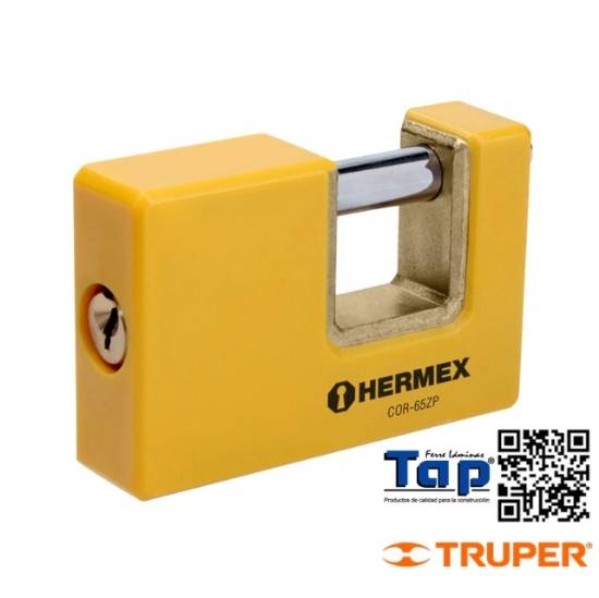 Imagen de CANDADO ANTIPALANCA 65 MM CUERPO METALICO HERMEX