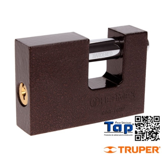 Imagen de CANDADO ANTIPALANCA 70 MM CUERPO HIERRO HERMEX
