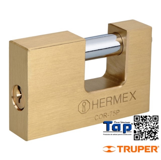 Imagen de CANDADO ANTIPALANCA 75 MM CUERPO LATON HERMEX