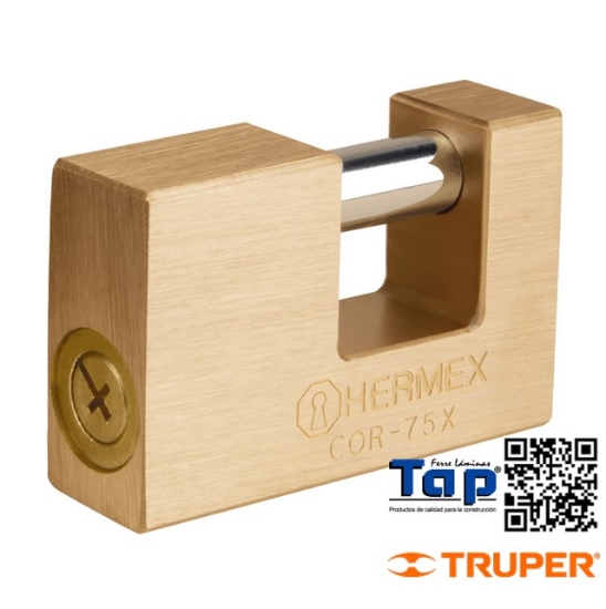 Imagen de CANDADO ANTIPALANCA 75 MM CUERPO LATON LLAVE TETRA