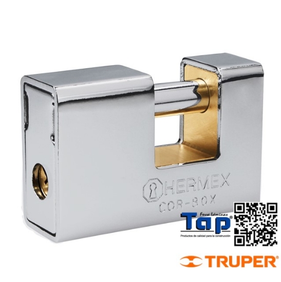 Imagen de CANDADO ANTIPALANCA 80 MM BLINDADO LLAVE TETRA HERMEX