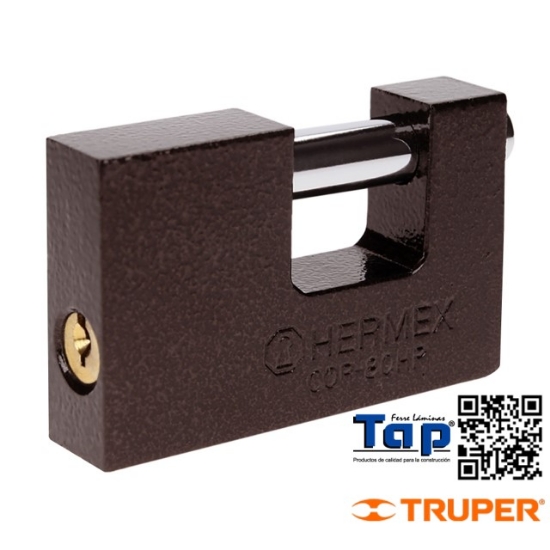 Imagen de CANDADO ANTIPALANCA 80 MM CUERPO HIERRO HERMEX