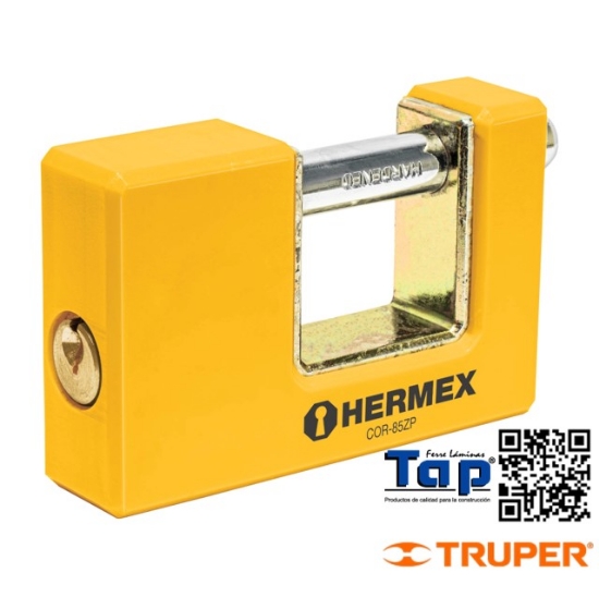 Imagen de CANDADO ANTIPALANCA 85 MM CUERPO METALICO HERMEX