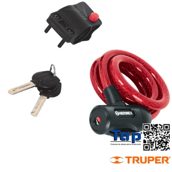 Imagen de CANDADO CABLE C LLAVE 12 MMX1.0 M HERMEX