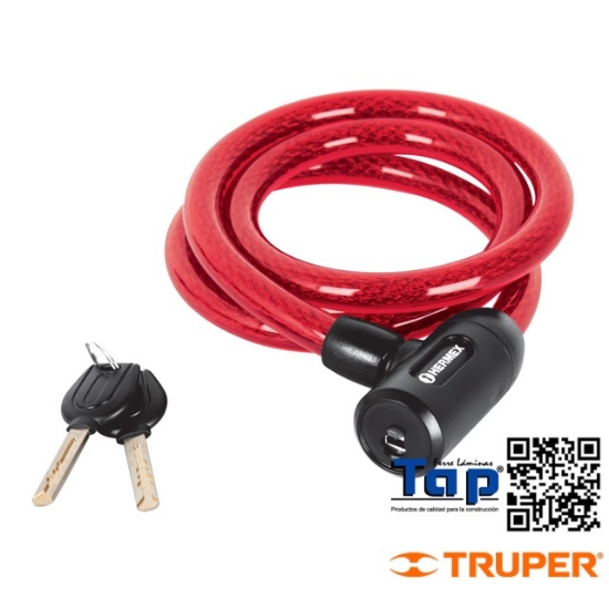 Imagen de CANDADO CABLE C LLAVE 15MMX1.20 M HERMEX